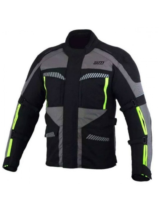 Geaca moto SM Racewear Highland black / gray / fluo