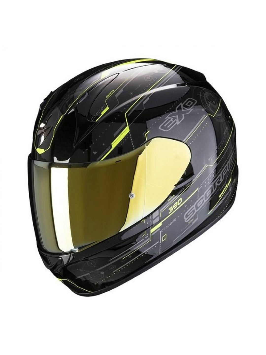 Casca moto integrala Scorpion Exo 390 Beat Negru/Galben Fluo