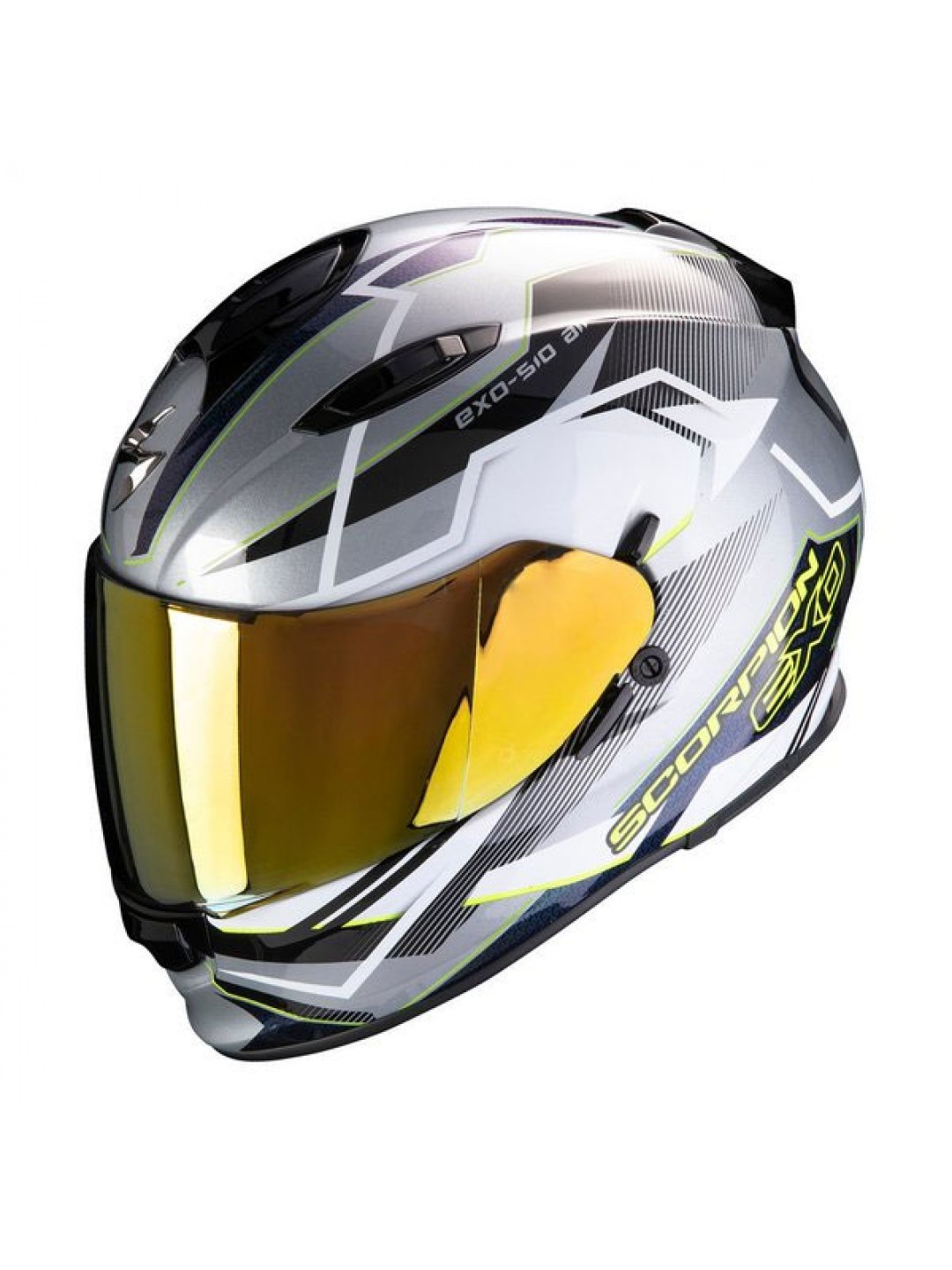 Casca moto integrala Scorpion Exo 510 Air Balt negru/alb/galben fluo