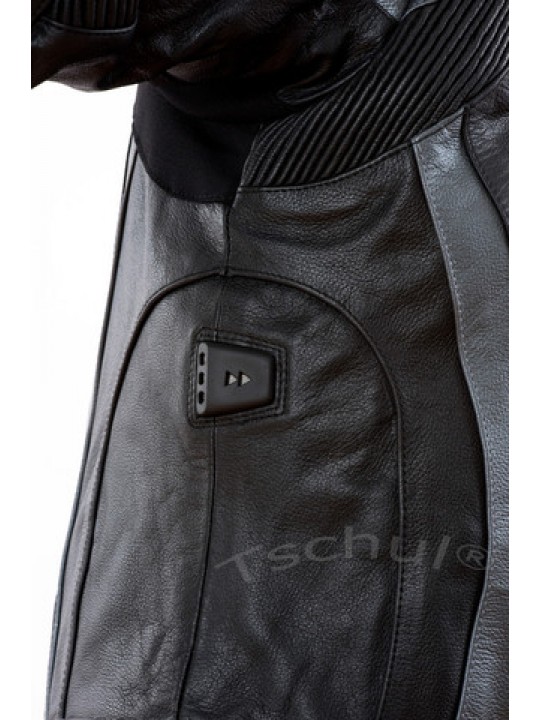 Geaca moto piele Tschul "Carbon" Silver Grey